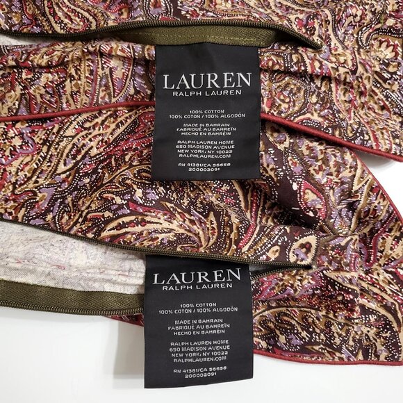 Lauren Ralph Lauren Hallie Lot of 2 Pillow Shams Paisley 20x26 Sateen Cotton - Picture 9 of 13
